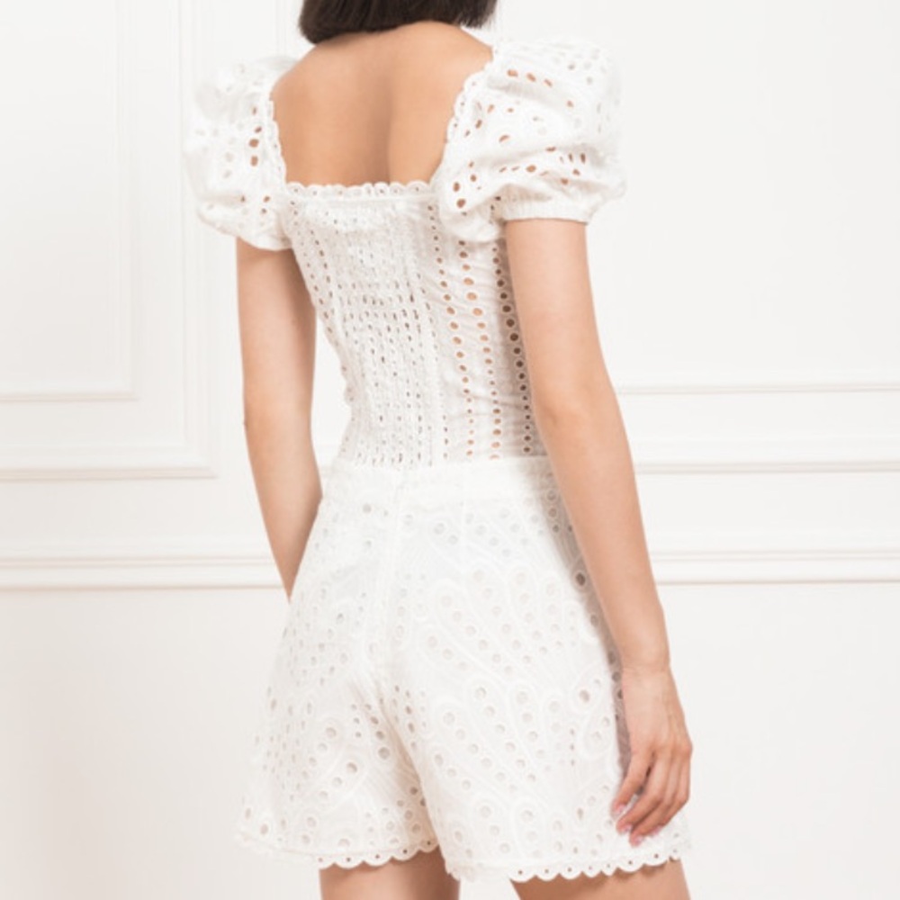 CHARO RUIZ ELLA WHITE BUSTIER TOP WITH BRODERIE ANGLAISE EMBROIDERY - Picture 9 of 10